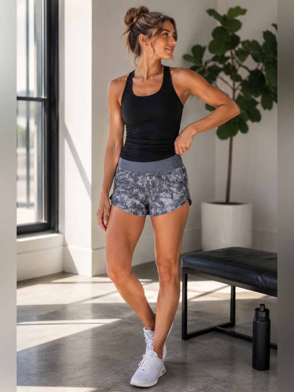 Lululemon Speed Short Size 6 Gray Marble Print Running Shorts Built-In Brief